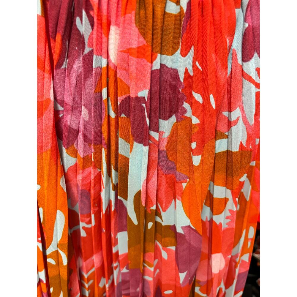 Petal & Pup Pink and Orange Floral Pleated Mini Dress - Picture 4 of 7